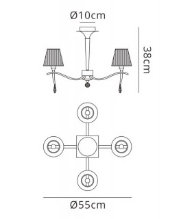 Semi Flush Ceiling Round 4 Light E14, Polished Chrome with Black Shades And Black Crystal - 2