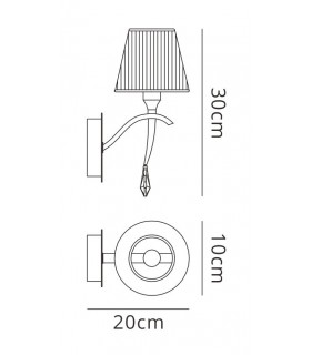 Wall Lamp Switched 1 Light E14, Polished Chrome with Black Shade And Black Crystal - 2