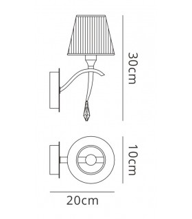 Wall Lamp Switched 1 Light E14, Polished Brass with Amber Cream Shade And Clear Crystal - 2