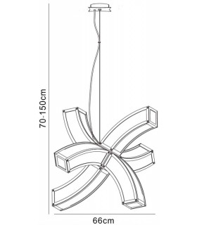 E27 Ceiling Pendant 6 arms 6 Light E27, Polished Chrome, White Acrylic - 2