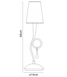 Table Lamp 1 Light E14, Silver Painted with Black Shade & Black Glass Droplets - 2