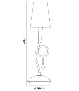 Table Lamp 1 Light E14, Silver Painted with Cream Shade & Black Glass Droplets - 2