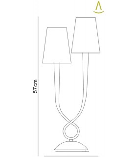 Table Lamp 2 Light E14, Silver Painted with Cream Shades - 2