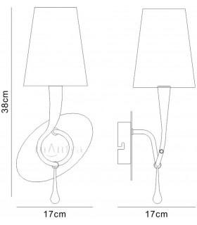 Wall Lamp Switched 1 Light E14, Silver Painted with Black Shade & Black Glass Droplets - 2