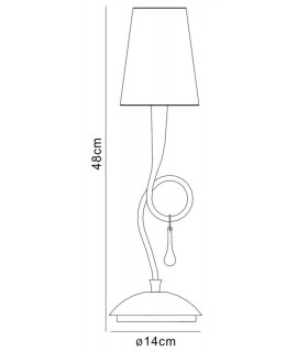 Table Lamp 1 Light E14, Gold Painted with Black Shade & Amber Glass Droplets - 2