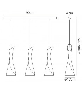 Ceiling Pendant 3 Light E27 Line, Satin Nickel - 2