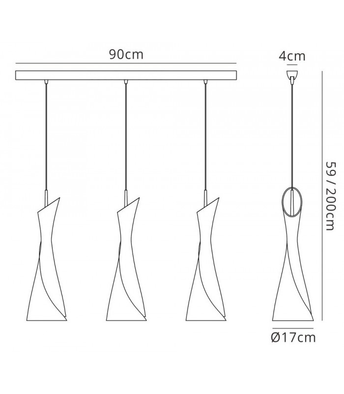 Ceiling Pendant 3 Light E27 Line, Satin Nickel - 2