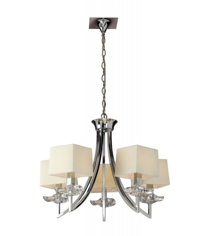 Ceiling Pendant 5 Light E14, Polished Chrome with Black Shades - 4
