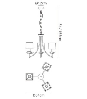 Ceiling Pendant 3 Light E14, Polished Chrome with Black Shades - 2