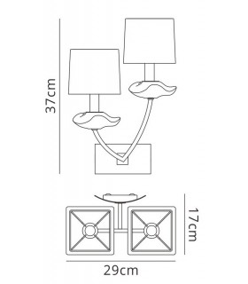 Wall Lamp Switched 2 Light E14, Polished Chrome with Black Shades - 2