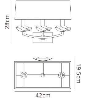 Wall Lamp Switched 3 Light E14, Polished Chrome with Black Shade - 2