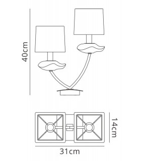 Table Lamp 2 Light E14, Polished Chrome with Black Shades - 2