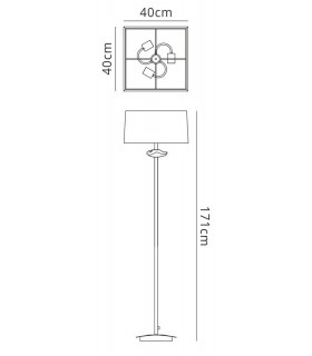 Floor Lamp 3 Light E27, Polished Chrome with Black Shade - 2