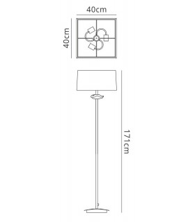 Floor Lamp 3 Light E27, Polished Chrome with Cream Shade - 2