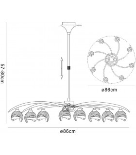 Telescopic Semi Flush 8 Light G9, Black Chrome - 2