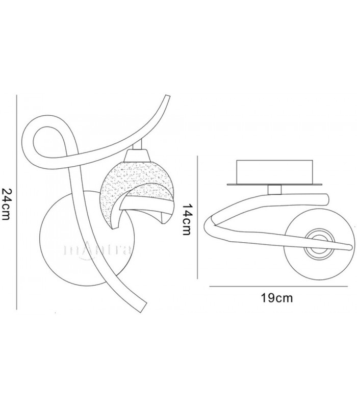 Wall Lamp Right Switched 1 Light G9, Black Chrome - 2