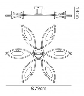 Semi Flush Ceiling 6 Light G9, Antique Brass - 2
