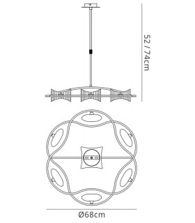 Telescopic Semi Flush 6 Light G9 Round, Antique Brass - 2