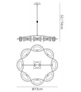 Telescopic Semi Flush 8 Light G9 Round, Antique Brass - 2