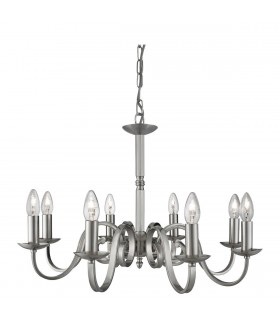8 Light Chandelier Satin Silver Finish, E14 - 1