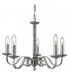 5 Light Multi Arm Multi Arm Ceiling Pendant Satin Silver, E14 - 1