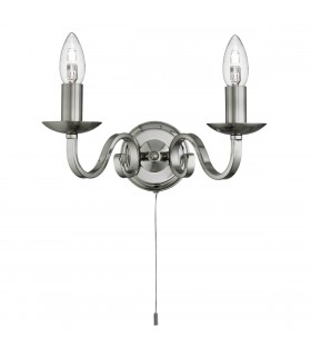 2 Light Indoor Candle Wall Light Satin Silver, E14 - 1