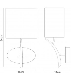 Wall Lamp Switched 1 Light E27, Polished Chrome with Black Oval Shade - 2