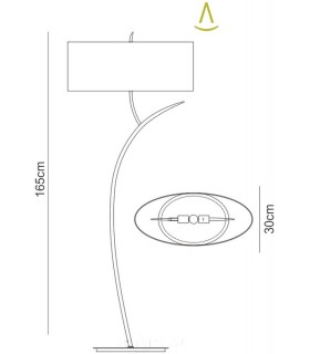 Floor Lamp 2 Light E27, Polished Chrome with White Oval Shade - 2