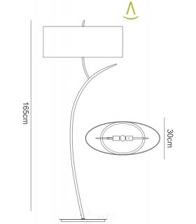 Floor Lamp 2 Light E27, Polished Chrome with Black Oval Shade - 2