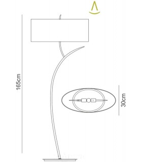 Floor Lamp 2 Light E27, Anthracite with Black Oval Shade - 2