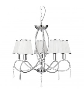 5 Light Multi Arm Ceiling Pendant Chrome,  Crystals with Shades, E14 - 1