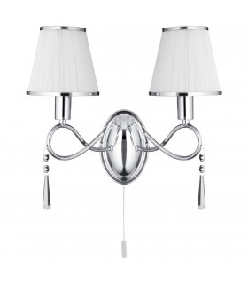 2 Light Indoor Candle Wall Light Chrome, Crystal with Shades, E14 - 1