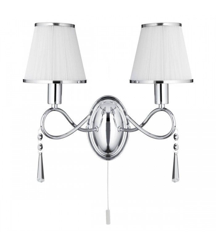 2 Light Indoor Candle Wall Light Chrome, Crystal with Shades, E14 - 1