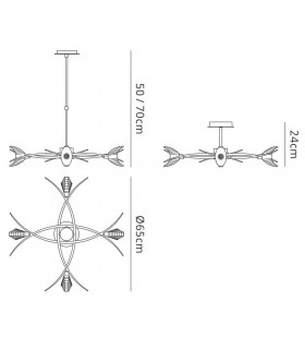 Telescopic Semi Flush Convertible 4 Light G9, Black Chrome - 2