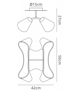 Ceiling 2 Arm 4 Light E27, Gloss White, White Acrylic, Polished Chrome - 2