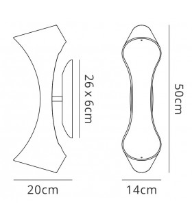 Flush Wall Lamp 2 Light E27, Gloss Black, White Acrylic, Polished Chrome - 2