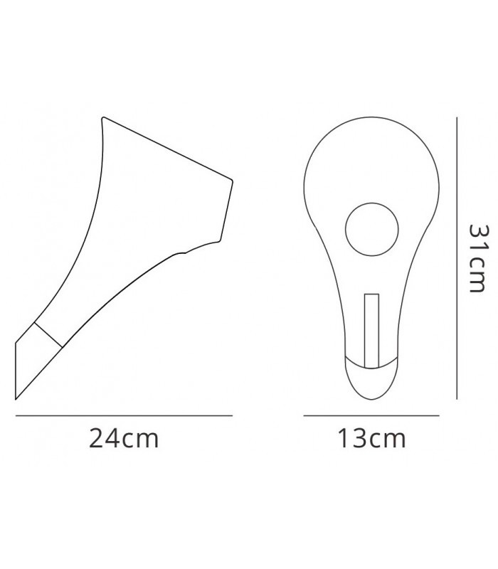 Wall Lamp 1 Light E27, Gloss Red, White Acrylic, Polished Chrome - 2