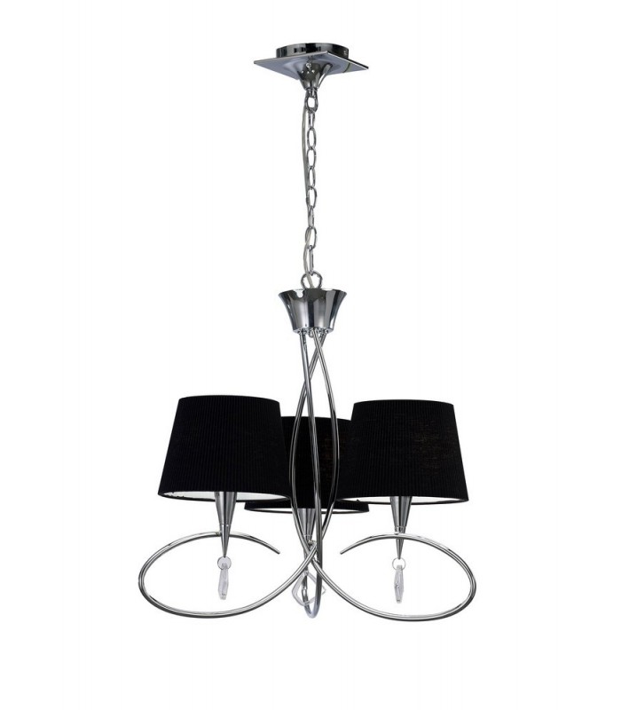 Ceiling Pendant 3 Light E14, Polished Chrome with Ivory White Shades - 3