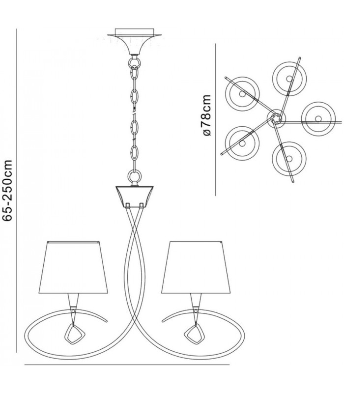 Ceiling Pendant 5 Light E14, Polished Chrome with Ivory White Shades - 2