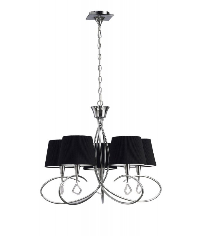 Ceiling Pendant 5 Light E14, Polished Chrome with Ivory White Shades - 3