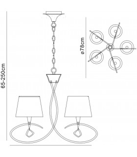 Ceiling Pendant 5 Light E14, Polished Chrome with Black Shades - 2