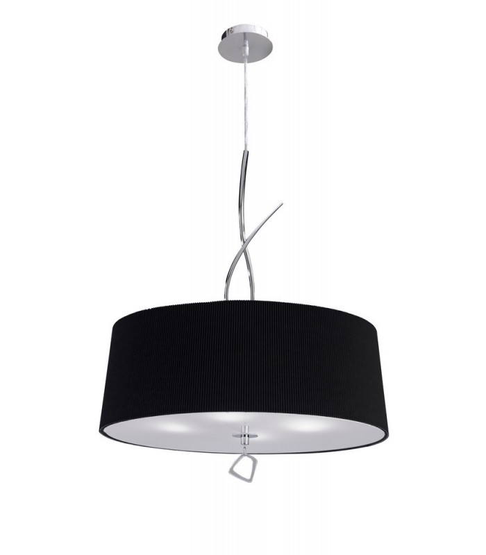 Ceiling Pendant 4 Light E27 Round, Polished Chrome with Ivory White Shade - 3