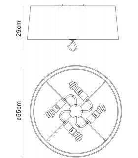 Ceiling 4 Light E27 Round, Polished Chrome with Black Shade - 2