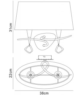 Wall Lamp Switched 2 Light E14, Polished Chrome with Ivory White Shade - 2