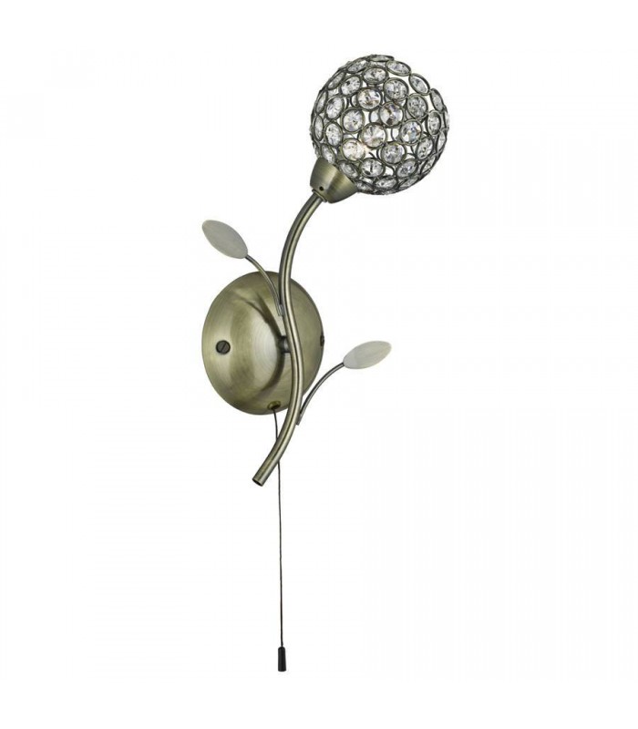 1 Light Indoor Flower Design Glass Wall Light Black Antique Brass, G9 - 1