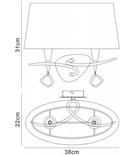 Wall Lamp Switched 2 Light, Polished Chrome with Black Shade - 2