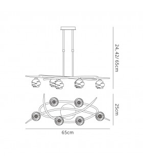 Telescopic Semi Flush Convertible 6 Light G9 ECO, Polished Chrome - 2