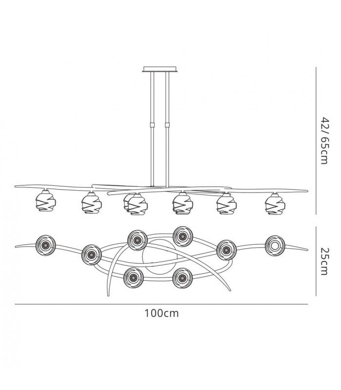 Telescopic 8 Light G9 ECO Line, Antique Brass - 2