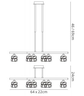 Telescopic Semi Flush Convertible 6 Light G9 ECO, Satin Nickel - 2