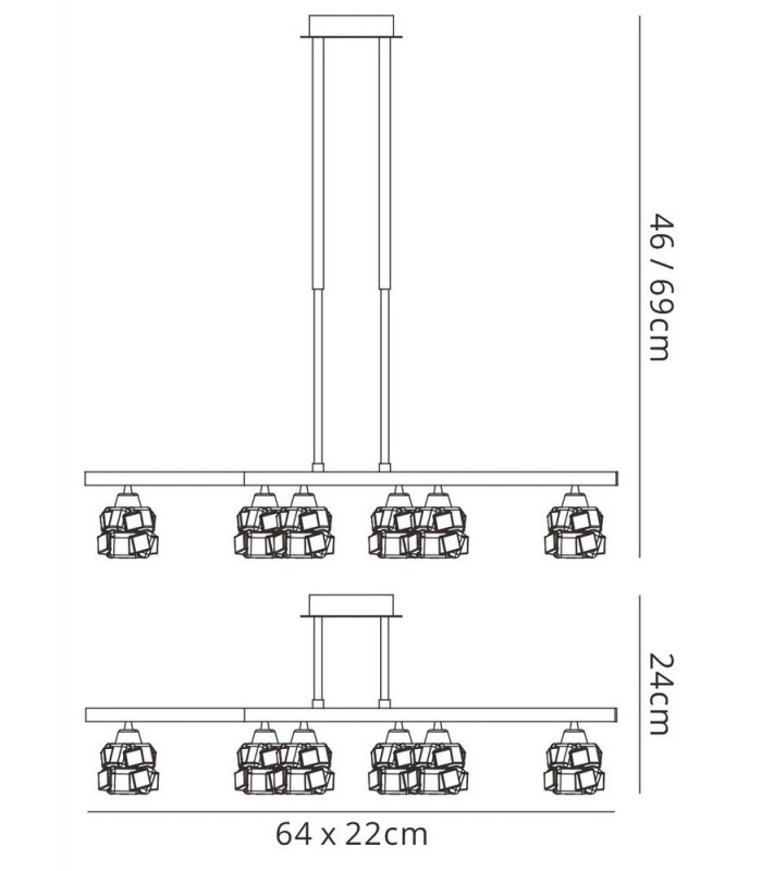 Telescopic Semi Flush Convertible 6 Light G9 ECO, Satin Nickel - 2